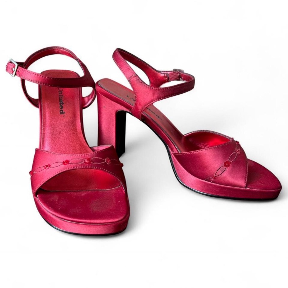 Unlisted Red Satin Strappy Heels